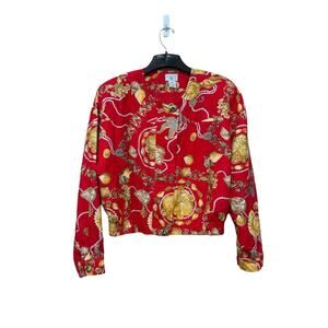 Vintage Silk Jacket Seashell Pearl Design Size 14